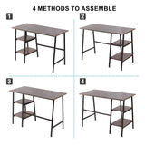 VECELO 43 Inch Computer Desk Writing Study Work Office Table Modern Desk with Shelves Wooden Desk for Home Bedroom,Brown Desk VECELO