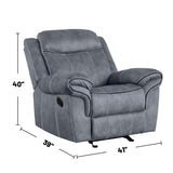 Acme Zubaida Velvet Horizontal Upholstered Glider Recliner in 2-Tone Gray Acme