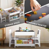 Joyooss Kids Table and Chair Set,4 in 1 Wooden Kids Table and Chairs Ages 3-7,Toddler Table with Storage Kid Desk and Chair Set for Toddlers 2 in 1 Tabletop Joyooss