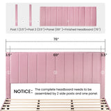 SHA CERLIN King Bed Frame/Velvet Upholstered Platform Bed Frame with Headboard/Strong Wood Slats Support/Mattress Foundation/No Box Spring Needed - Pink SHA CERLIN