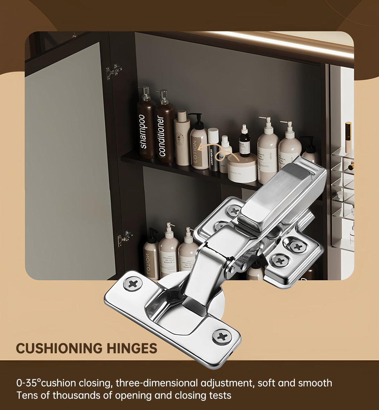 LUTHXAY Double Sinks Bathroom Vanity, 72 Inch Floating Bathroom Cabinet with One-Piece Top & Drawers, Wall Mount Bath Vanities with LED Smart Defog Mirror, Modern Luxurious Solid Wood Vanity(Brown) LUTHXAY