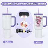 FECBK 40oz Sublimation Tumbler with Handle and Straw, Leak-Proof Insulated Tumblers Bulk Keeps Cold for 34 Hours, Stainless Steel Double Wall Vacuum Insulated Sublimation Blank, Purple, 4 Pack FECBK