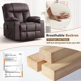 ANJ Swivel Rocker Recliner Chair, Manual PU Leather, 360° Swivel with Massage & Heat for Living Room, Brown ANJ