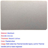 Ebamaz Sublimation Print Metal Business Cards Tablet Thick 86X54mm Pack of 10PCS (Aluminum 0.45mm Thickness, Pearled Silver, Blank) ebamaz
