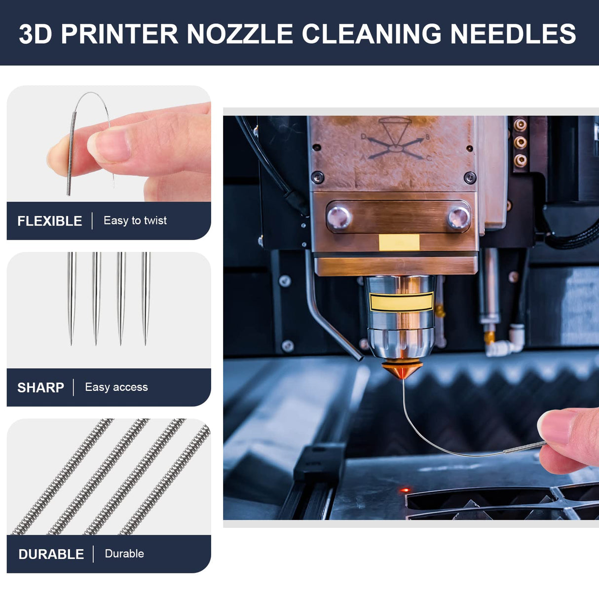 Complete 26-Piece 3D Printer Nozzle Wrench Maintenance Kit: Includes 20 Cleaning Pins with Storage Box, 2 Tweezers, 2 Copper Wire Brushes, 2 L-Shaped Wrench Tools for Optimal 3D Printing Performance KuanStore