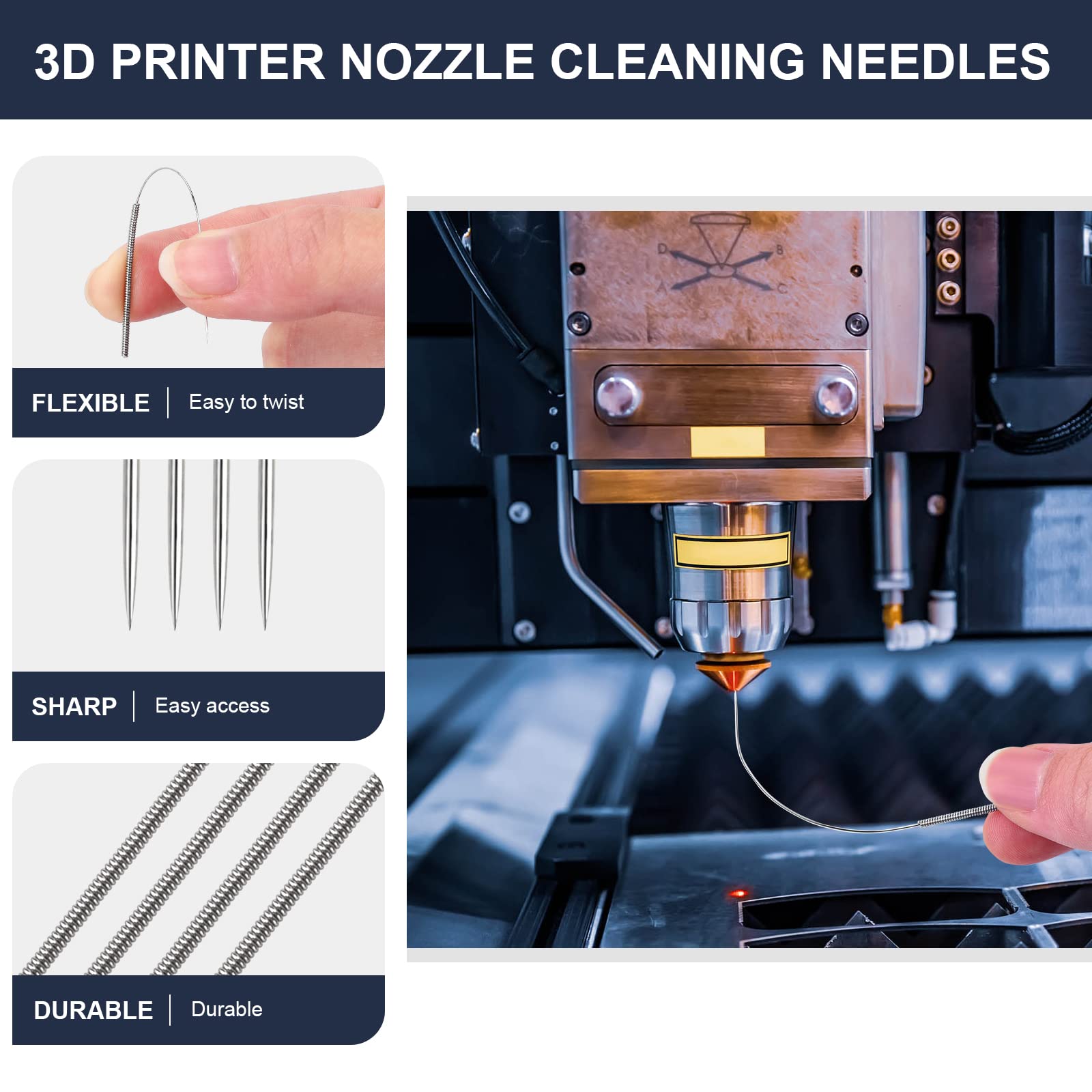 Complete 26-Piece 3D Printer Nozzle Wrench Maintenance Kit: Includes 20 Cleaning Pins with Storage Box, 2 Tweezers, 2 Copper Wire Brushes, 2 L-Shaped Wrench Tools for Optimal 3D Printing Perf - WoodArtSupply