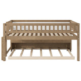 JIJIWANG Twin Size Low Loft Bed with Storage Shelves and Blackboard Wooden Loft Bed with Trundle, Wood Slats Support, No Box Spring Required, Walnut JIJIWANG