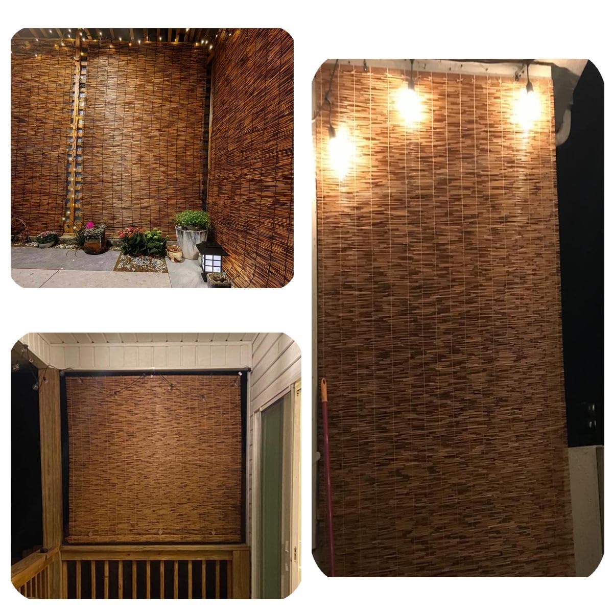 DISPRA Window Shade Blinds Bamboo Outdoor Patio Roll Up Blackout Shades 64" L x 36" 48" 23" 72" 33" 40" 56" 50" 60" 70" Cordless Light Filtering/Bamboo Window Roller Blind (Size : 64" L x 36" W) DISPRA
