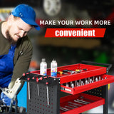 XCX 3 Tier Tool Cart on Wheels, Heavy Duty Metal Rolling Tool Cart with Drawers and Pegboards, 660 LBS Load Capacity Tool Storage Cart, Industrial Utility Tool Cart for Garage, Warehouse, Workshop XCX