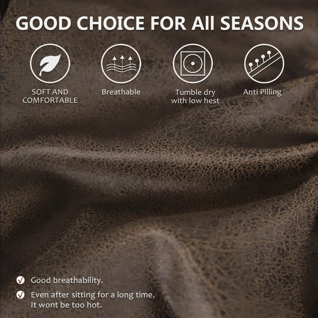 ANARACHON Leather Like Recliner Chair Covers Heavy Duty, 4 Pieces Lazy Boy Recliner Cover for Recliner Chair, Leather Cover for Recliner slipcovers Washable for Pets (Dark Brown) ANARACHON