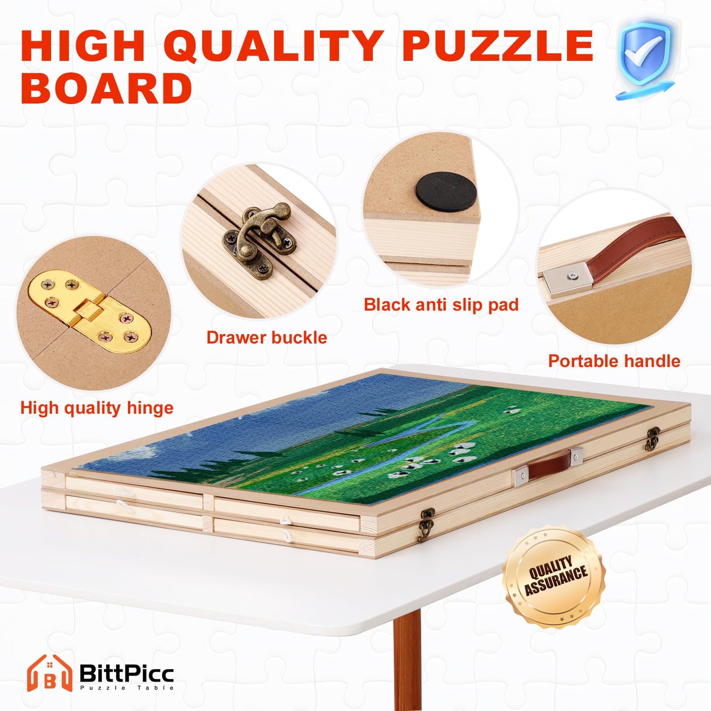 2000 Piece Puzzle Board with 8 Sorting Drawers 2-in-1 Foldable Jigsaw Puzzle Board Table for 1000 Pieces Portable Puzzle Tables for Adults Ideal Gift Choice for Her - WoodArtSupply