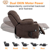 LITVZ 180 Degrees Lay Flat Lift Recliner Chair with Heat and Massage, Dual Motor Infinite Position Electric Power Lift Recliners for Elderly, Big Man Up to 400 LBS, Seniors, White LITVZ