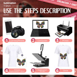 Women's V-Neck Sublimation T-Shirts 4-Pack - Medium, White Blank, Short Sleeve Blouses Tarpop