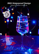 Brightown 4th of July Decor Patriotic Fairy Lights, 7 FT. Silver Wire Red White Blue String Lights, Firefly Starry Moon Lights, Micro LED Mini Fairy Lights for Jars DIY Picture Wedding Brightown