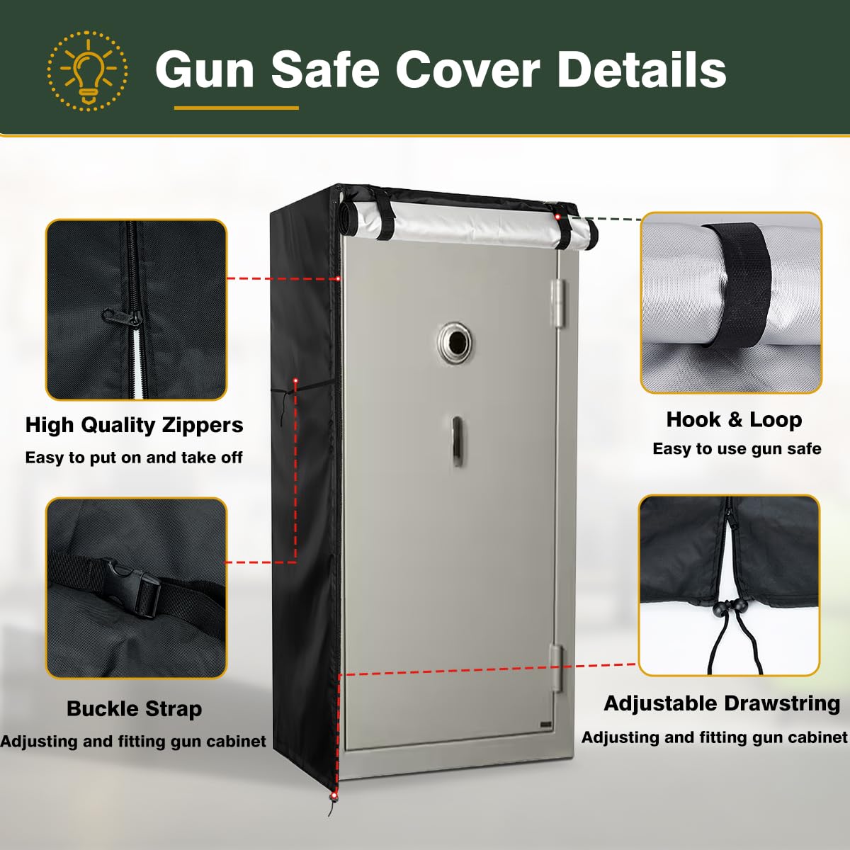 Loenel Gun Safe Cover, Waterproof Gun Cabinet Cover for The Gun Safe of Domestic Rifles And Pistols, Dustproof Rifle Safe Cover Keep Them Concealed from Sight (60" H x 36" W x 29" D) Loenel