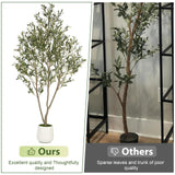 VIVATREES Olive Trees Artificial Indoor, 7FT Tall Faux Olive Tree with White Tall Planter, Artificial Plants with Natural Wood Trunk and Lifelike Fruits for Home Office Decor VIVATREES