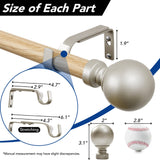 Deconovo 48-84 Inch Heavy Duty Curtain Rods, 1 Inch Diameter Splicing Curtain Rods for Windows, Decorative Grey and Wood Curtain Rods with Round Ball Finals Deconovo