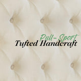 LUXOAK Solid Pine Wood King Bed Frame with 69" High Upholstered Headboard, Transitional Style Platform Bed, No Box Spring Needed & Easy Assembly, Button-Tufted Chenille Fabric, Antique Taupe LUXOAK