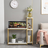 GOLASON Fish Tank Stand for up to 29 Gallon Aquarium, Reptile Terrariums Tank Stand, Metal Wooden Aquarium Stand, Gold GOLASON