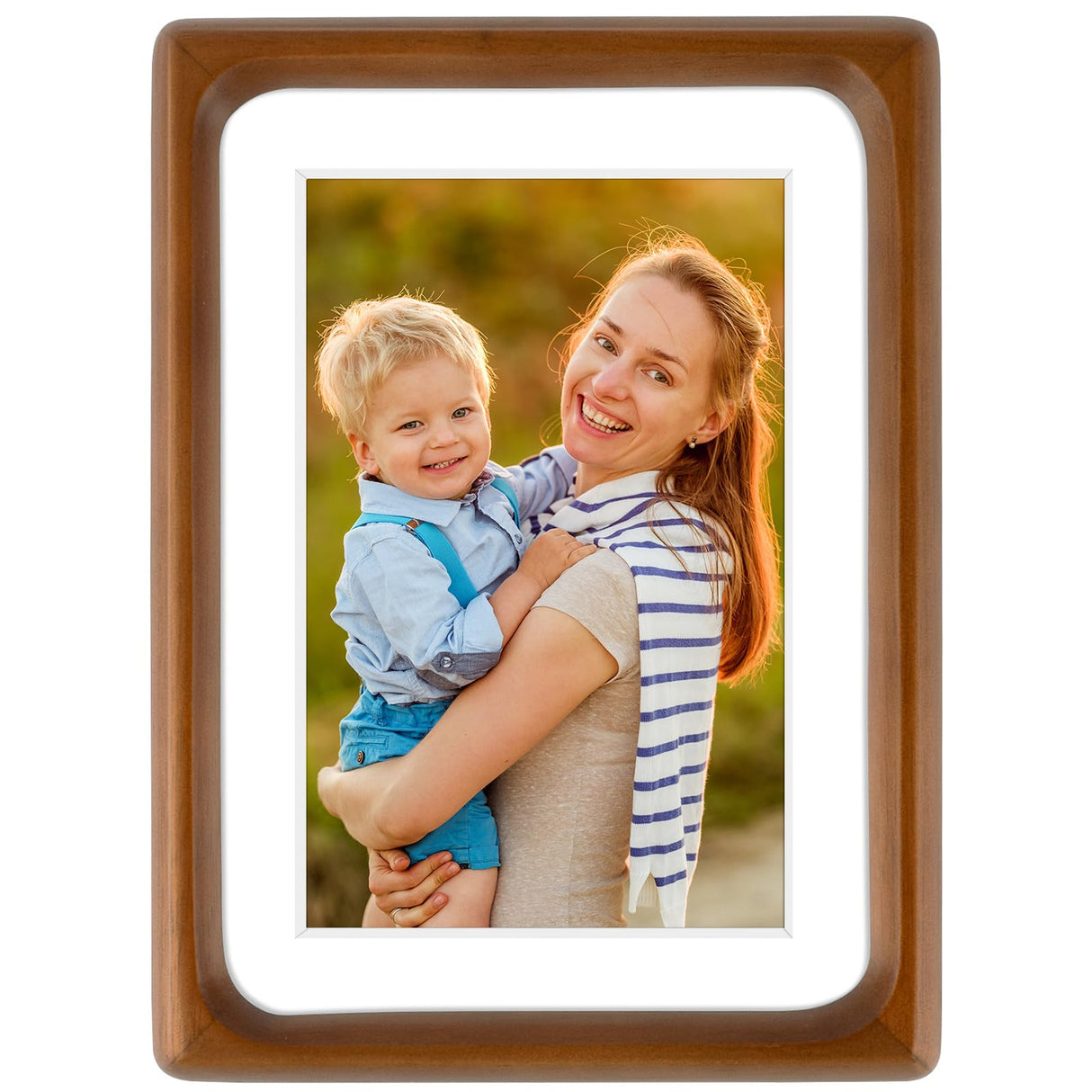 Golden State Art 5x7 Picture Frames - Brown Solid Wood with Glass, Rounded Corner 5 x 7 Picture Frame Matted to 4x6 Photos - Wall or Tabletop Decor Display Golden State Art