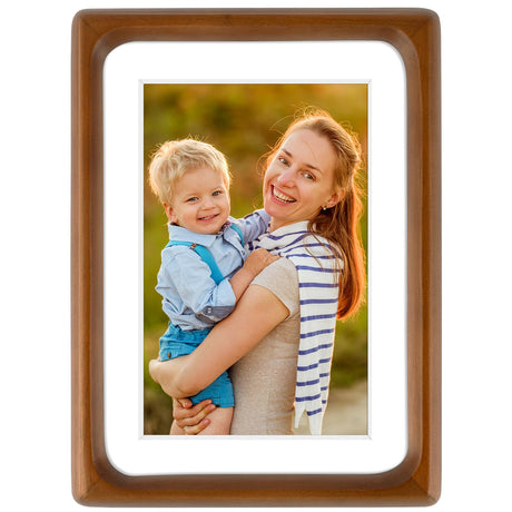 Golden State Art 5x7 Picture Frames - Brown Solid Wood with Glass, Rounded Corner 5 x 7 Picture Frame Matted to 4x6 Photos - Wall or Tabletop Decor Display Golden State Art