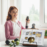 KLM Kitchen Cookbook Stand - Recipe Book Holder for Cooking, Organising and Storage - Perfect Home Shelf Decor and Wedding Retirement Gift for Woman (Brown) KLM