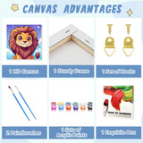 XTCIXAL Paint by Numbers Kit for Kids with Frame, Lion Paint by Number Kids Age 5-8-12, Paint by Number with Frame for Gifts and Home Decor 8X8 Inch XTCIXAL