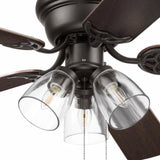 Portage Bay Ceiling Fans 52" Renton Bronze Indoor Fan with Clear 3 Light LED Multi Arm; E26/B11 Bulb and Pull-Chains, Traditional Style, 5 Reversible Barnwood/Dark Chestnut Blades, 51439 Portage Bay