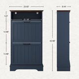 Shoe Storage Cabinet with 2 Flip Drawers, 24" W Farmhouse Modern Hidden Shoes Rack Cabinet with Adjustable Shelves & Open Storage, Narrow Slim Shoe Organizer for Front Door Entrance, Entryway, Blue WINWY