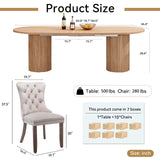 63"-94" Large Extendable Dining Room Table Set for 10, 11-Piece Oval Dining Table Set with 10 Beige Upholstered Chairs, Space Saving Farmhouse Expandable Kitchen Table Set with Fluted Wood Base Pvillez