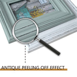 Buecasa Rustic 4x6 Inches Wooden Picture Frame Pack of 2 Vintage Cyan and White in Gift Box - Distressed Wood High Definition Glass Photo Frame Outside 6x8 Inches Buecasa