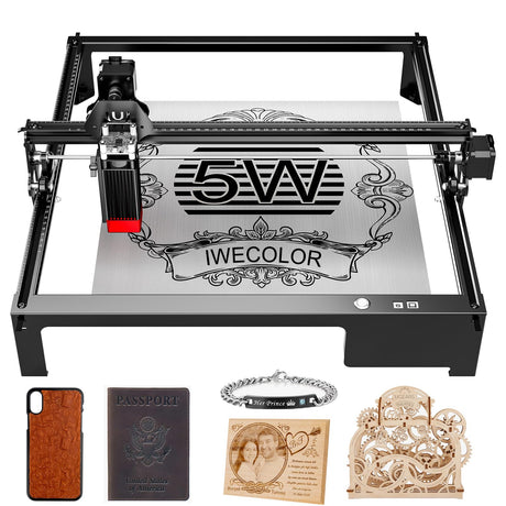 IWECOLOR Laser Engraver 5W Higher Accuracy DIY Laser Engraving Machine,Offline Usage Laser Cutter,400x410mm,0.08mm Laser Spot, CNC Laser Cutter for Wood Metal Acrylic Glass IWECOLOR