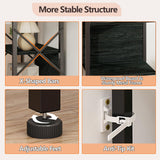 Furologee 5 Tier Tall Bookshelf with Back, Industrial Narrow Bookcase, Display Standing Shelf Units, Metal and Wood Storage Corner Shelves Organizer for Bedroom, Living Room, Entryway, Kitchen, Black Furologee