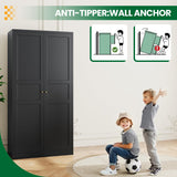 LISSIMO Metal Wardrobe Closet Cabinet,Armoire Wardrobe Closets Storage Cabinets with Doors and Shelves for Laundry Room,Bedroom,Home Office,Bathroom(Black LISSIMO