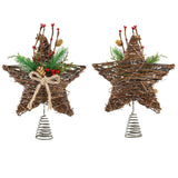 9-Inch Rattan Natural Star Christmas Tree Topper,Rustic Farmhouse Xmas Treetop for Indoor Christmas Tree Decorations Holiday Seasonal Decor Sattiyrch