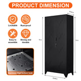 Metal Garage Storage Cabinet, 75“ Cleaning Tool Storage Cabinet, Multifunctional Garage Storage Broom Closet with Doors, Handing Rod (Black, Door-2) CBNTKI