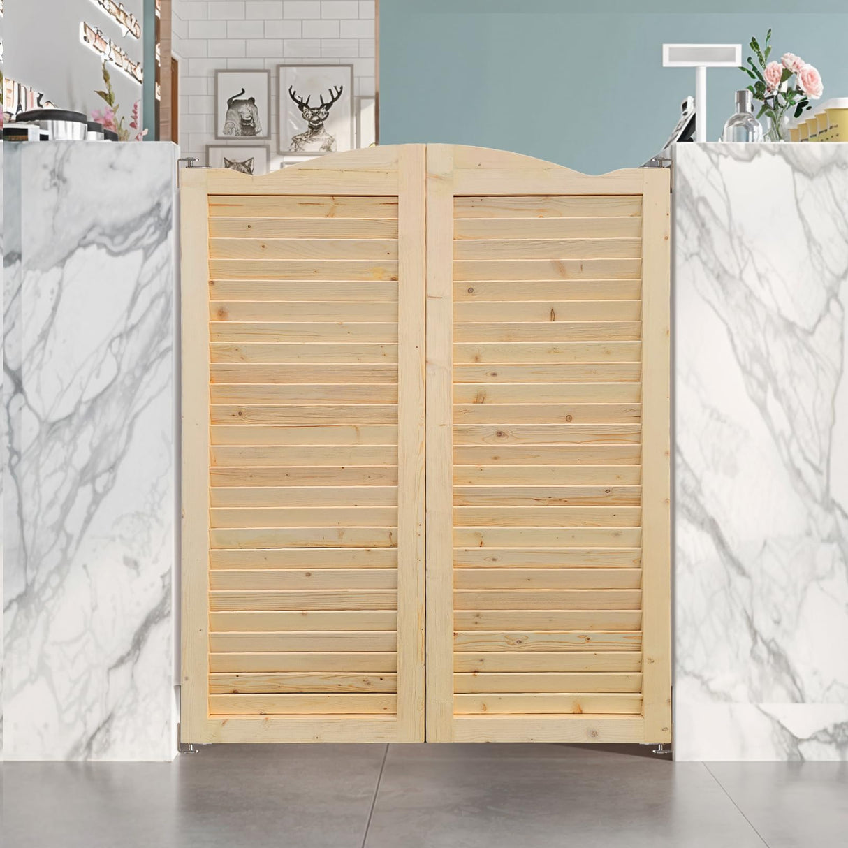 S&Z TOPHAND® 36in x 42in Swinging Louvered Cafe Doors,Solid Wood, Room Divider, Home, Kitchen, Bar S&Z TOPHAND