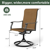 Nixtopia 7 Piece 58" Extra Large Round Patio Dining Table and Swivel Chairs Set with 6 Piece Yellow Sling Armrest Swivel Dining Chairs for 6 Person Nixtopia