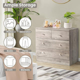 Karl home Grey 4 Drawer Dresser for Bedroom, Modern Wood Dresser Chest of Drawers, Rustic Bedroom Dressers Nightstand, Anti-Tipping Device, Rose Gold Metal Handle, Living Room, Hallway, Office Karl home