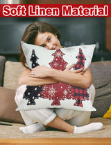 Double-Sided Print Christmas Pillow Covers 18''x18'', Set of 4, 8 Christmas Patterns Christmas Tree, Snowman, Snowflakes, Merry Christmas, Deer, Santa Claus,Truck, Let It Snow, Soft Linen Material TOYPOPOR