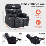 MCombo Oversized Power Lift Recliner Chair with Extended Footrest for Elderly People, Faux Leather R7289 (Black, Oversize) MCombo