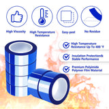 UTNVBTR 6 Rolls 20mm x16m(52ft) Blue Heat Resistant Tape，Heat Transfer Tape for Heat Sublimation Press Vinyl，and Fixing of Electronic Parts During Processing，No Residue UTNVBTR
