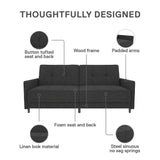 DHP Andora 76 Inch Futon Sofa Bed, Modern Upholstered Couch Sleeper with Button Tufted Back and Seat, Grey DHP