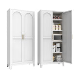 Nobilsteel 71''Metal Kitchen Storage Cabinet with 2 Doors and 4 Adjustable Shelves, 5-Tier Tall White Food Metal Pantry Storage Cabinet for Kitchen, Dining/Living Room Nobilsteel