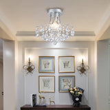 Bestier Modern Silver Crystal Semi-Flush Mount Chandelier Lighting Ceiling Light Fixture Lamp for Diningroom Bathroom Bedroom Livingroom 3 E12 Bulbs Required D13.5 inch X H11.6 inch Bestier