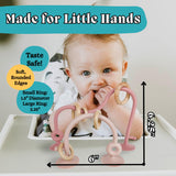 Eco Mama Shop: Silicone and Wood Table Top Toy and Teether, Montessori Educational Toys for Infant Toddlers, High Chair Toys with Suction Cups, Silicone Teething Toys (Dark Pink and Dusty Rose) Eco Mama Shop