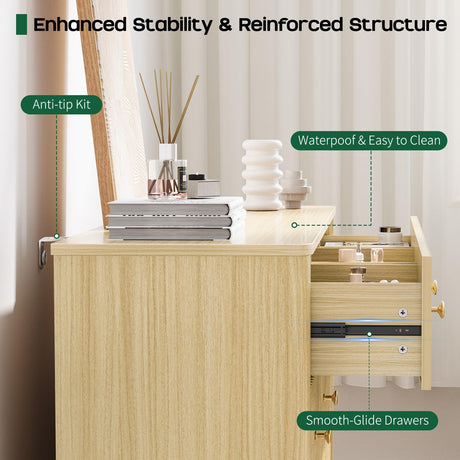 Curlaky Fluted 9 Drawer Dresser for Bedroom - 52.8" Modern Chests of Drawer for Storage, Curved Corner Design, Large Dressers for Closet, Wood Dresser Organizer for Bedroom, Living Room, Hallway Curlaky