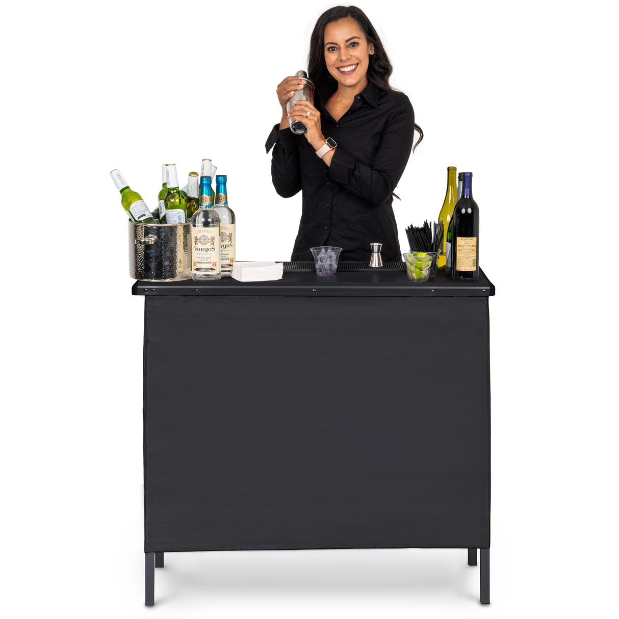 GoBar Portable Bar Table for Events - Pop Up Mobile Bartending Station with Travel Carrying Case - 3 Skirts GoPong