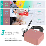 Gocheer Airbrush Kit with Air Compressor, 40 48 PSI High Pressure Air Brush Non-Clogging with 0.2/0.3/0.5mm Nozzle/Cleaning Sets, Ideal for Painting, Modeling, Cake Decor, Makeup (Pink, 40 PSI) Gocheer