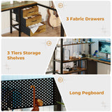 BTHFST Loft Bed Twin Size with L-Shape Desk & RGB LED Lights & Charging Station, Twin Bunk Bed with Fabric Drawers & Shlves, 13.4'' H Safety Guardrail, Noise Free, No Box Spring Needed BTHFST